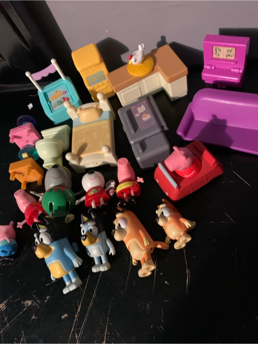 Lot Of Peppa Pig/Bluey Figures, Furniture ETC Peppa, Bingo, Bandit, Chili
